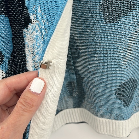 NEW MING‎ WANG Blue and Black Abstract Knit Blazer Tailored Fit Size Petite XS - Picture 6 of 14